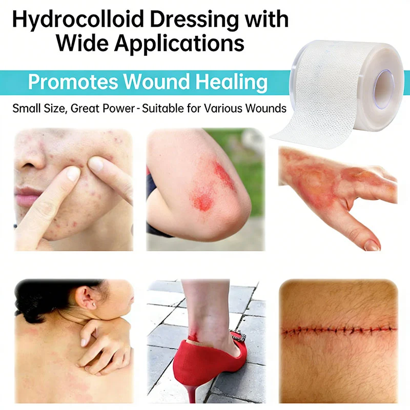 Non Bordered Hydrocolloid Dressing Roll For Catheter Securement